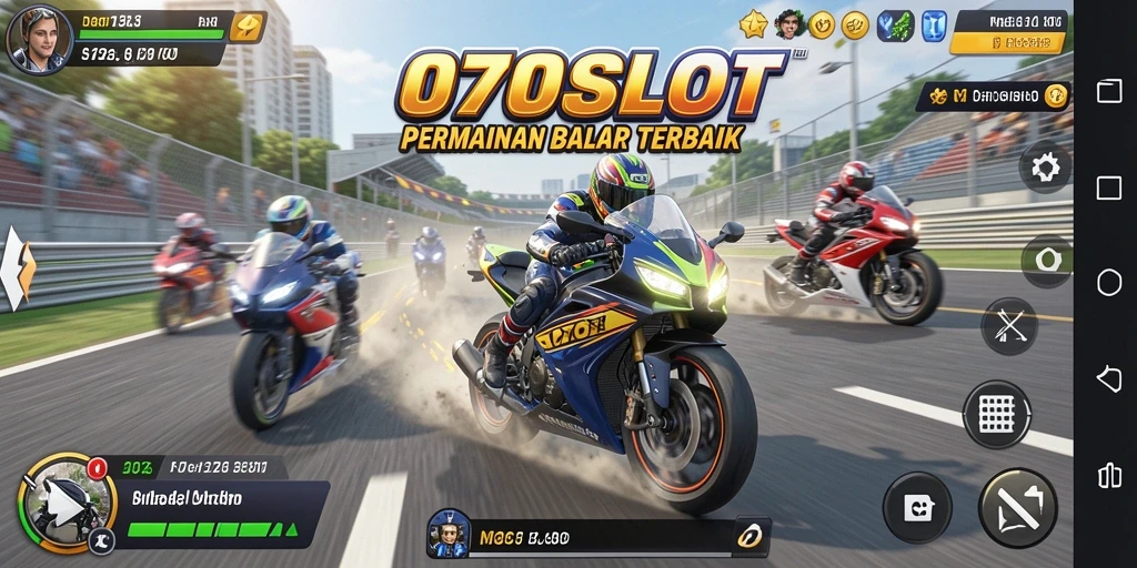 Screenshot gameplay <strong>070SLOT</strong> menampilkan aksi balap motor yang mendebarkan.