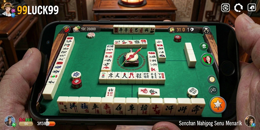 Tampilan gameplay 99LUCK99 yang menarik dan penuh warna dalam permainan Mahjong.