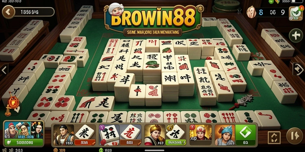 Screenshot gameplay BROWIN88 dengan tampilan Mahjong yang menantang.
