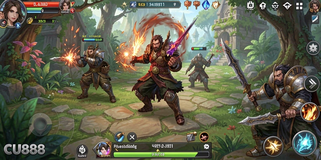 Screenshot CU888 menampilkan aksi pertempuran seru dalam game ARPG.