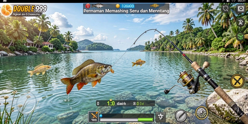 Tampilan gameplay seru saat memancing di DOUBLE999.