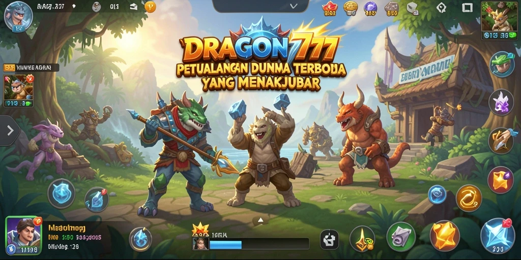 Tangkapan layar gameplay DRAGON777 yang menampilkan petualangan di dunia terbuka.