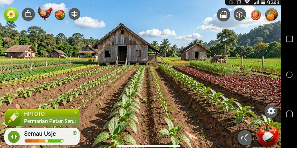 Tampilan gameplay HPTOTO yang menggambarkan keseruan bertani.
