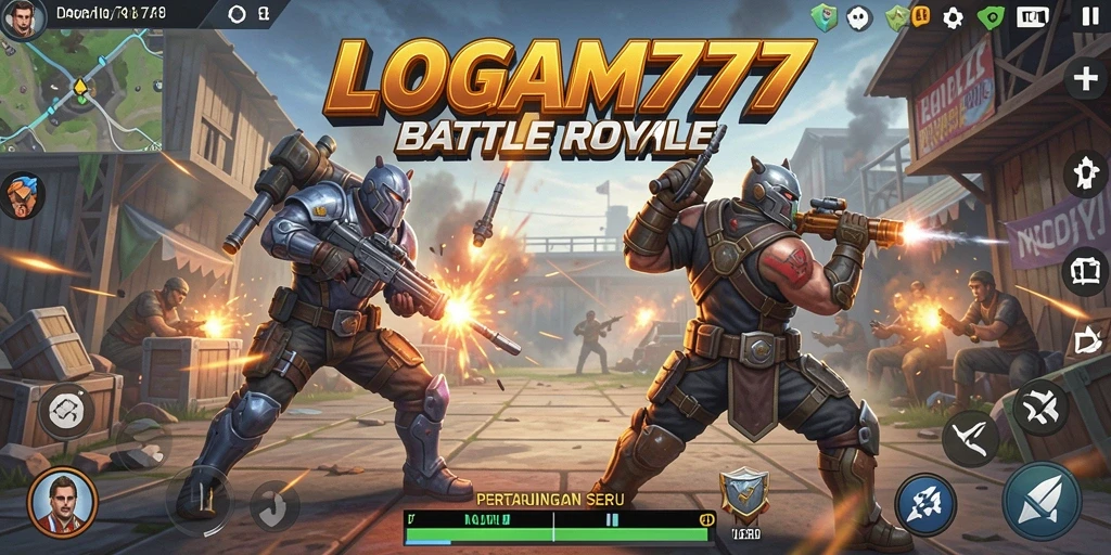 Tampilan penuh aksi dari game Battle Royale LOGAM777 dengan grafik yang menakjubkan.