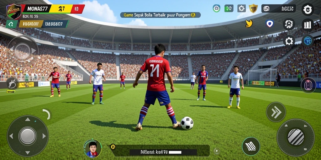 Tampilan gameplay MONAS77 yang menegangkan dan realistis dalam pertandingan sepak bola.
