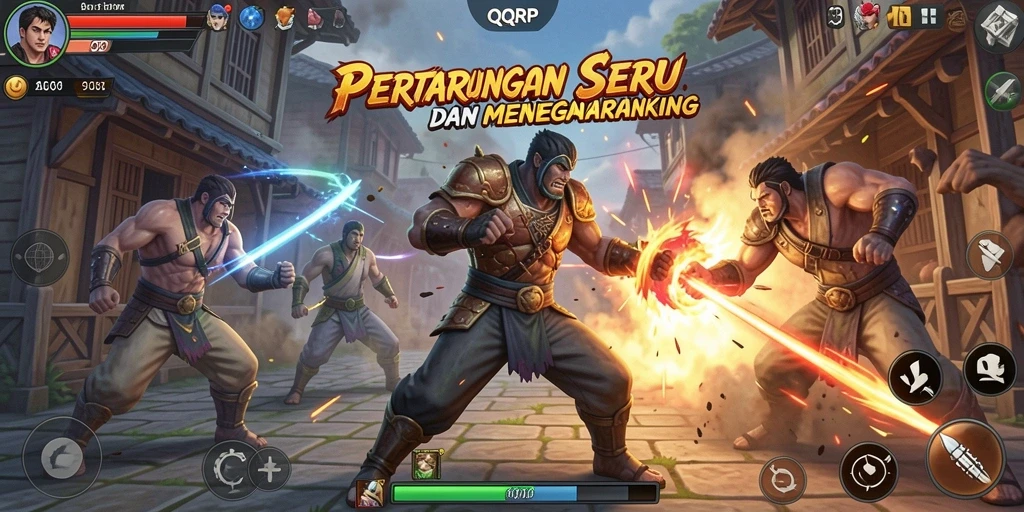 Tampilan screenshot QQRP dengan aksi pertarungan yang intens.